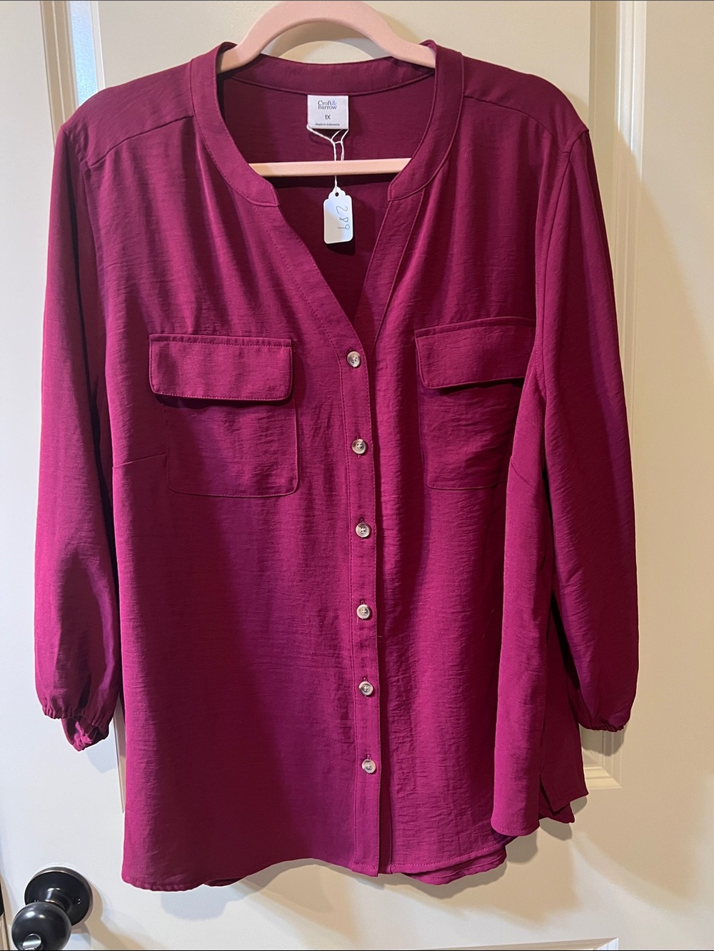 croft & barrow Women's Button-Front Top in Berry Plum
